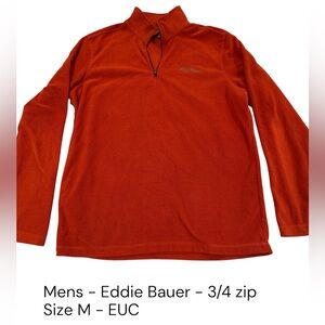 Eddie Bauer Men's Orange 3/4 Zip Pullover